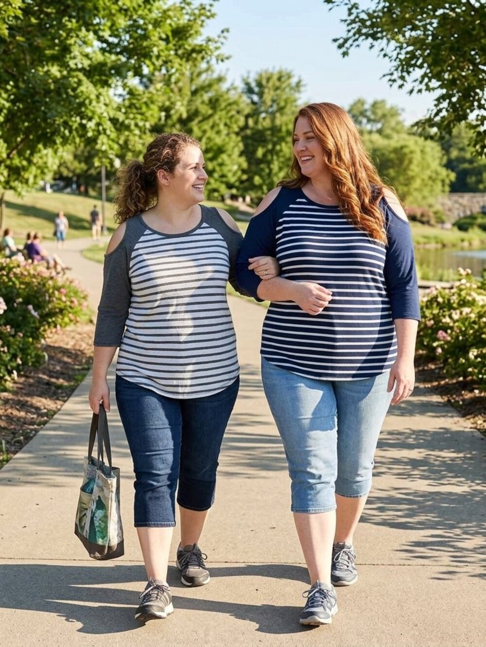 SO Authentic American Heritage Striped Cold Shoulder Top Bundle Set of 2 Size 2X